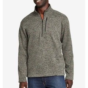 Eddie Bauer Convector 1/2-Zip Fleece Sweater Charcoal Tan Mens size L - EUC